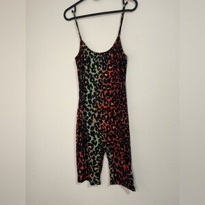 NWT Fashion Nova Spotting Drama Leopard Romper Multicolor